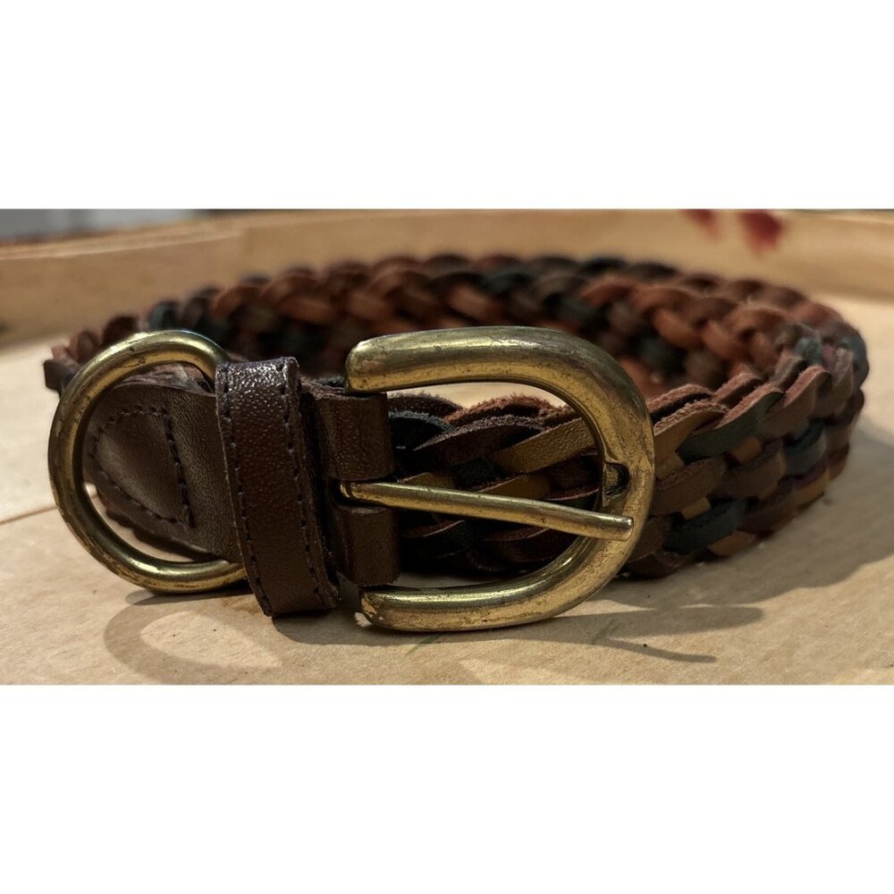 Women Belt Genuine‎ Leather Brown Tones Braided  Made in Guatemala Size S